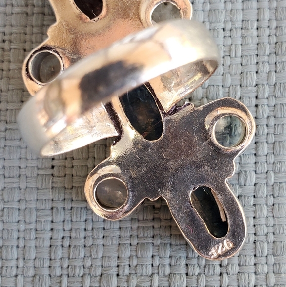 New Kyanite & Rainbow Moonstone 925 Silver Ring. - Picture 2 of 11